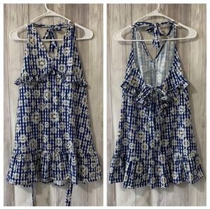 ASOS Floral Daisy Checkered Blue Sundress